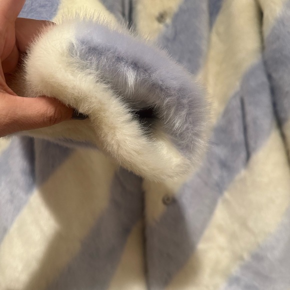 Maeve Faux Fur Stripe Coat in Blue Motif from Anthropologie New🆕 & Never Worn😍 - Picture 12 of 16